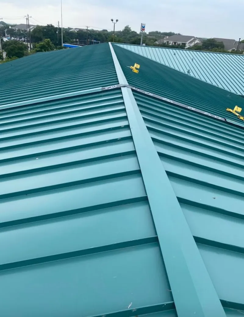 Green commercial metal roof ridge and valley for Metal Roof Repair in Saranap